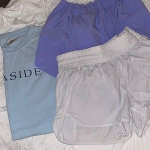 Athleta shorts, Lulu shorts, seaside T-shirt